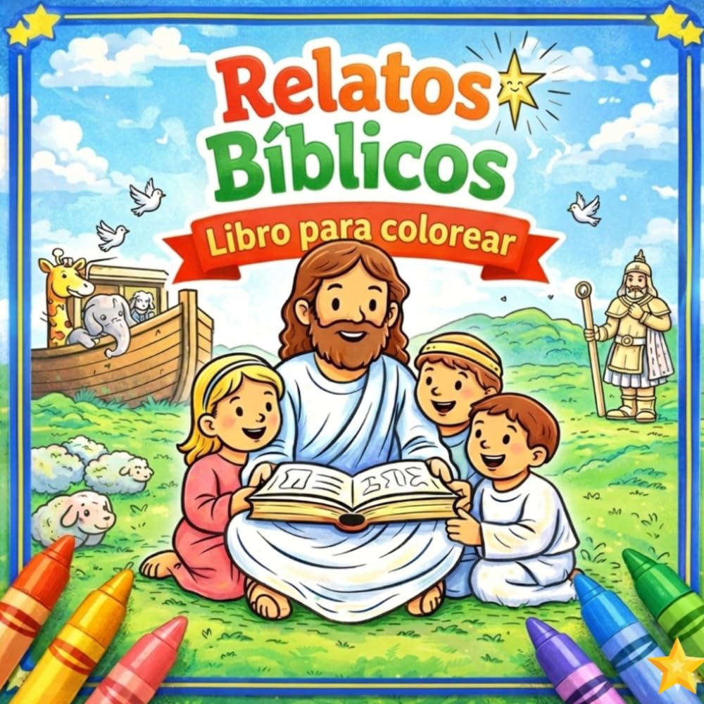 Historias Bíblicas para Colorear: 20 Historias cortas para niños con dibujos para colorear