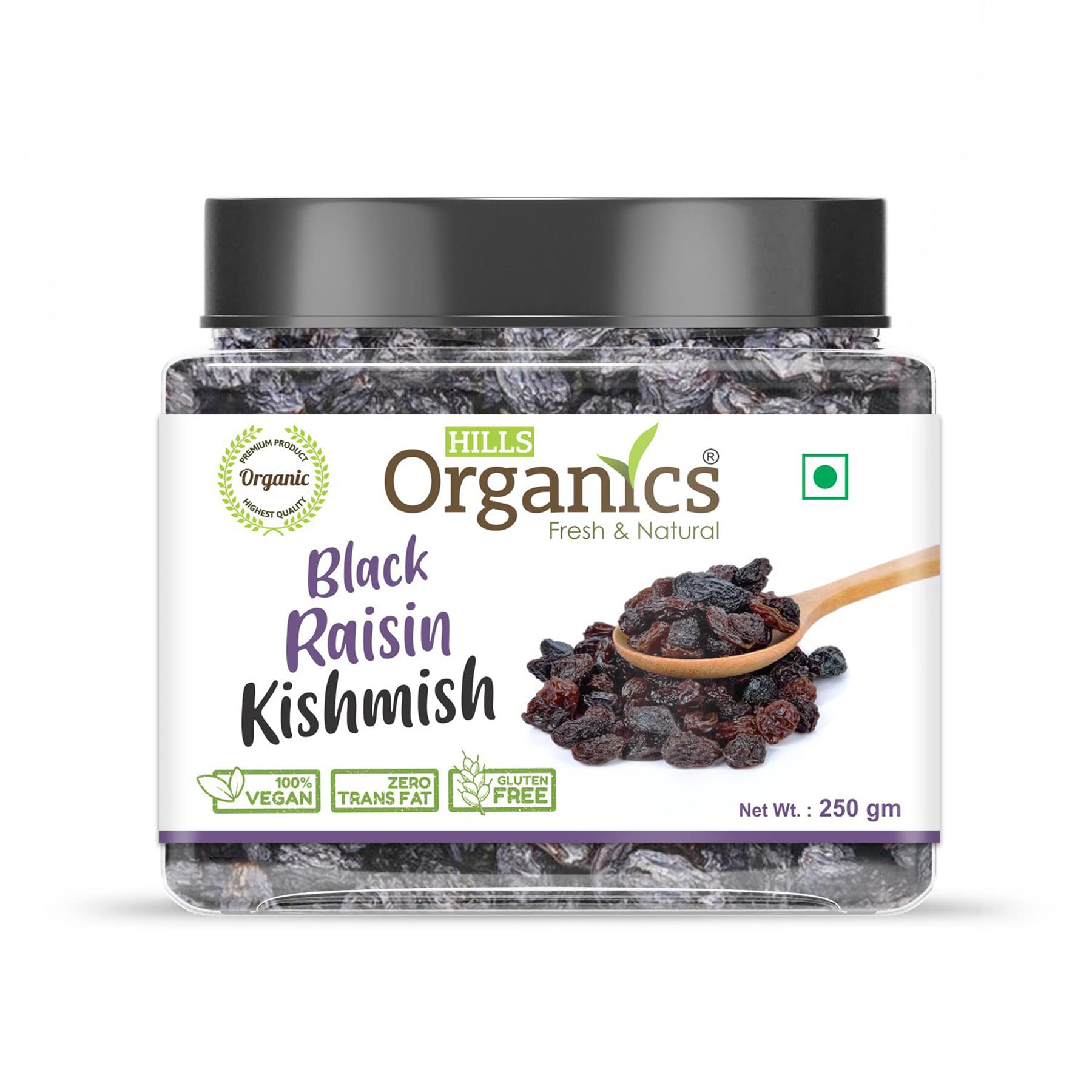 HILLS ORGANICS Black Raisins (Kishmish) 250 gm | 100% Fresh & Natural Dry Grapes | Dried Kishmish | Kali Darakh| Kali Kismis Dry Fruits | Kala Manuka | Kali Draksh - Jar Pack (B09TFND6SP) Amazon Price History, Amazon Price Tracker
