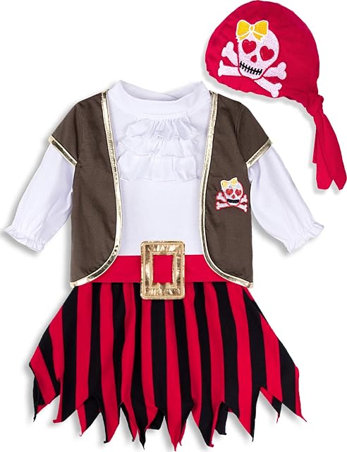 MOMBEBE COSLAND Disfraz Pirata Bebé Niñas (0-6 Meses, Rojo)