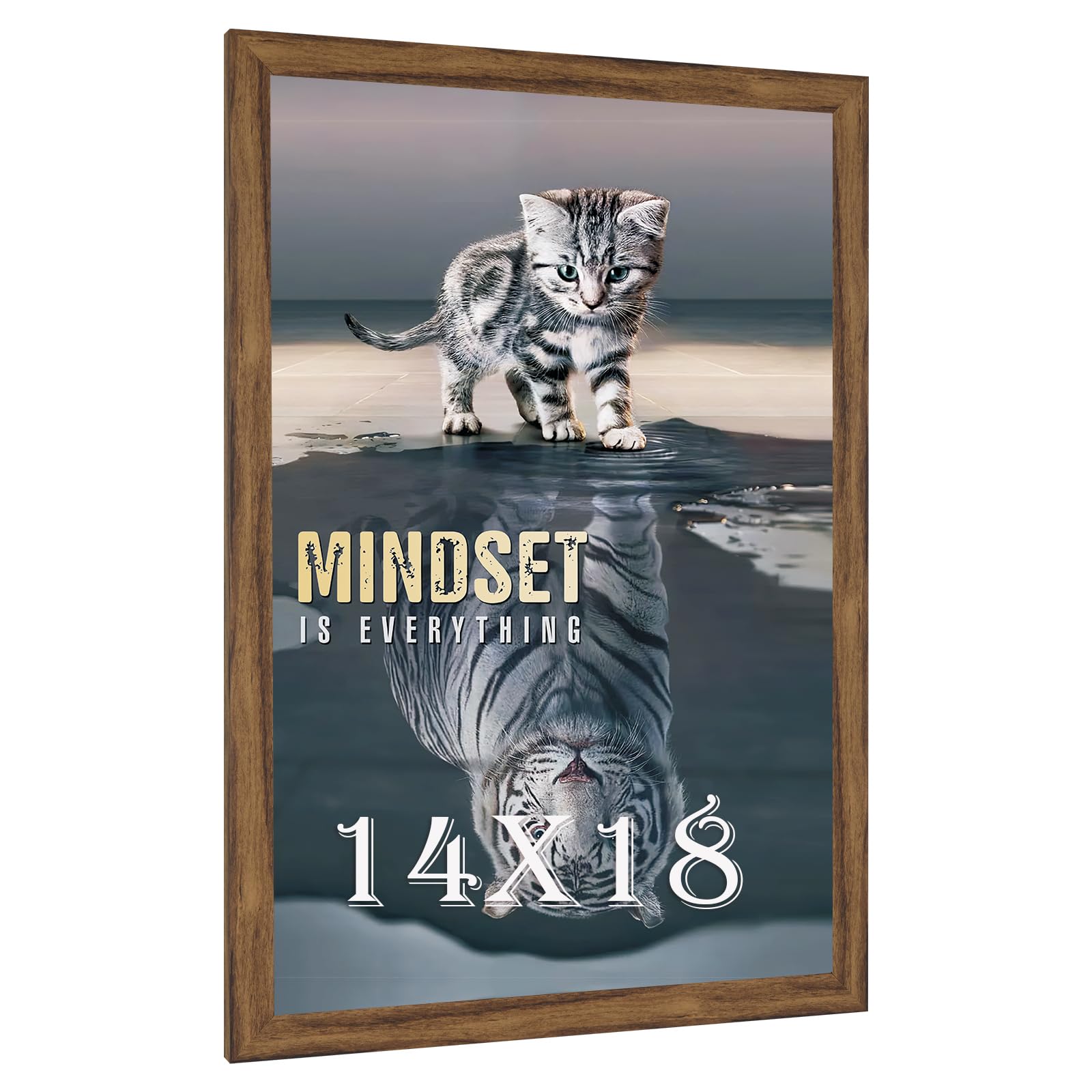 14x18 Frame Rustic Brown, Distressed 18x14 Picture Frame, Art Pic Hanging Poster Frame, 14 by 18 Gallery Family Concert Portrait Wall Photo Frame Anniversary/Birthday/Wedding/Thank you/Christmas Gift