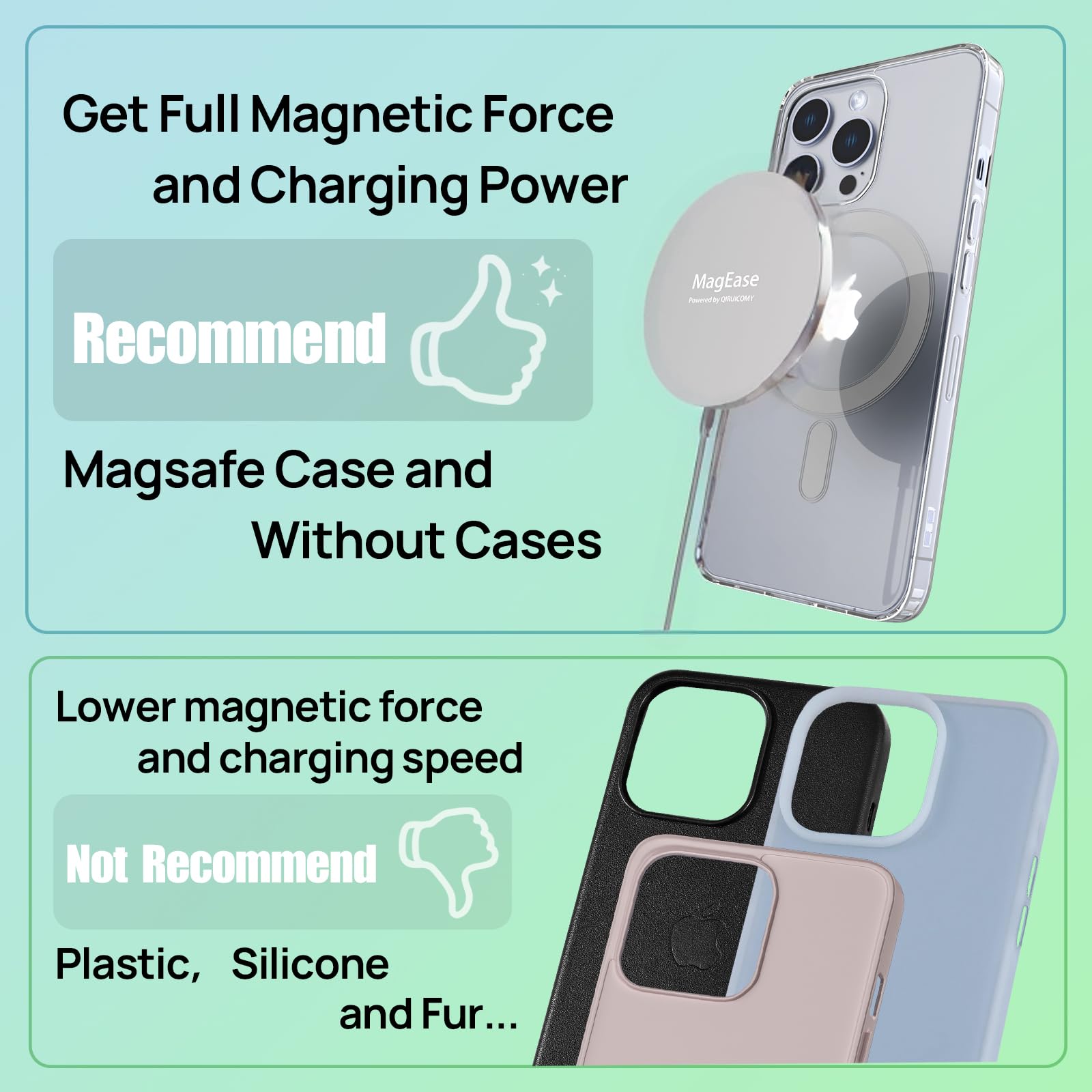 Magnetic Wireless Charger, Mag Safe Charger 15W Fast Charging for iPhone 17/16/15/14/13/12 Series and AirPods 4/3/2/Pro, Wireless Charging Pad with USB A/C Dual Ports (White, Adapter not included) — view 8