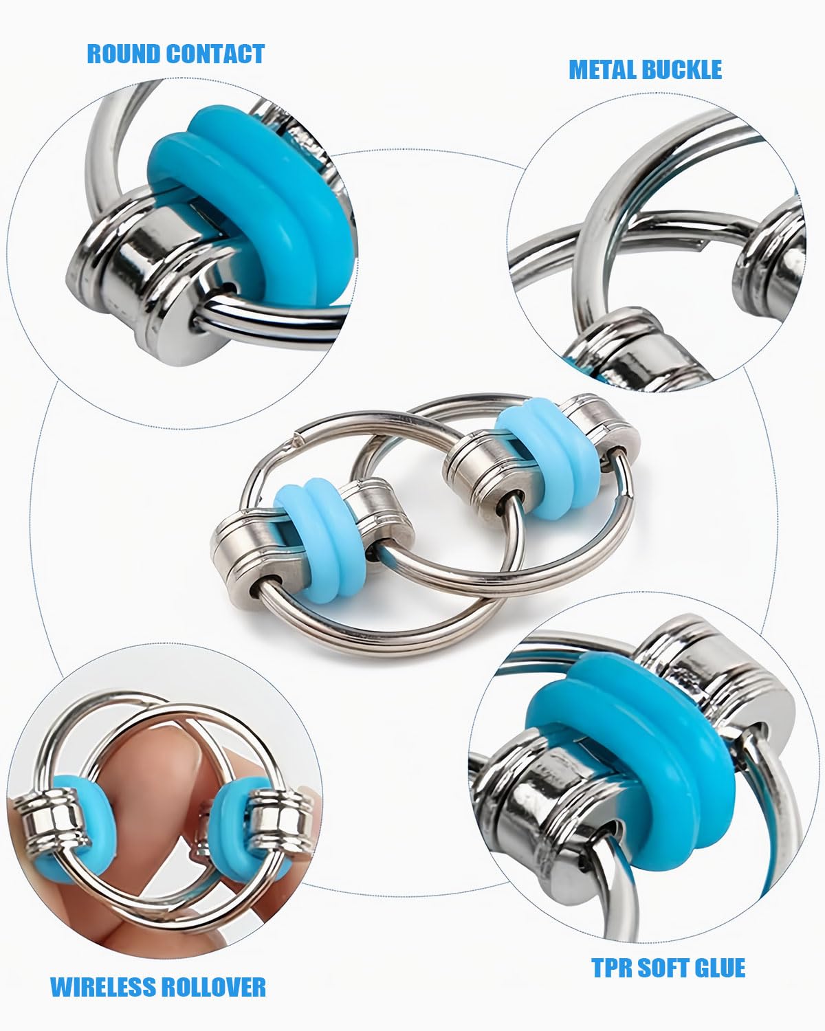 Juguete de 3 Piezas para aliviar el estrés Juguete de Cadena para aliviar el estrés Juego de Cadena de volteo Infinito para Reducir la tensión y el estrés, para niños con TDAH