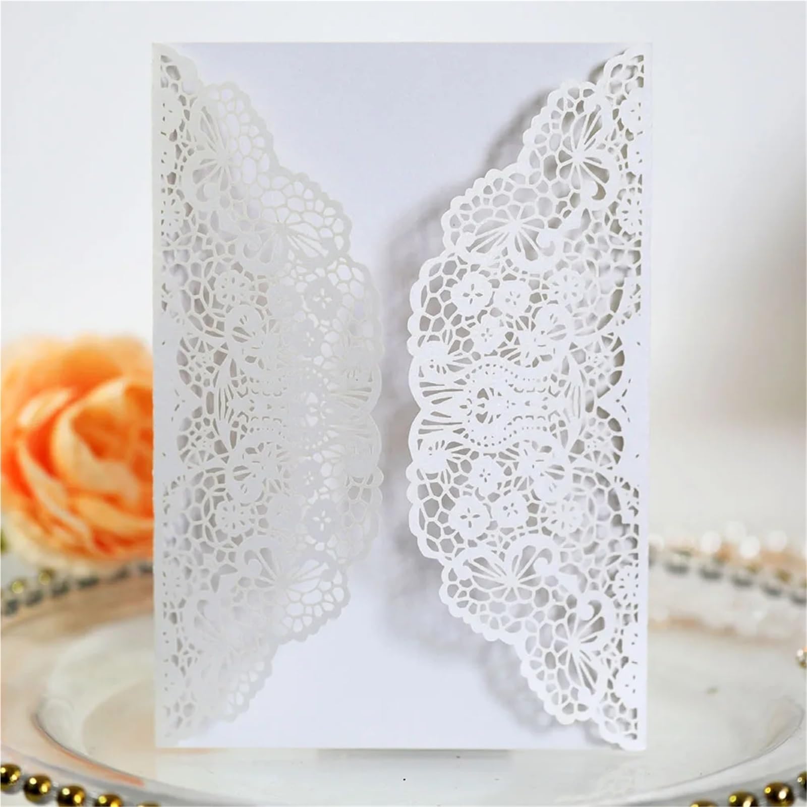 Hochzeitseinladungen Karte 10 Stücke Hochzeitseinladungen Kartenhülle Laser Cut Weiß Gold Retro Grußkarte Hochzeit Geburtstag Party Supplies