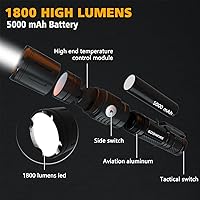 Vista 2 de High Lumens LED Rechargeable Flashlights High Lumens, Powerful Tactical Flashlight with Battery, 5 Modes,IPX8 Super Bright Handheld Flashlight