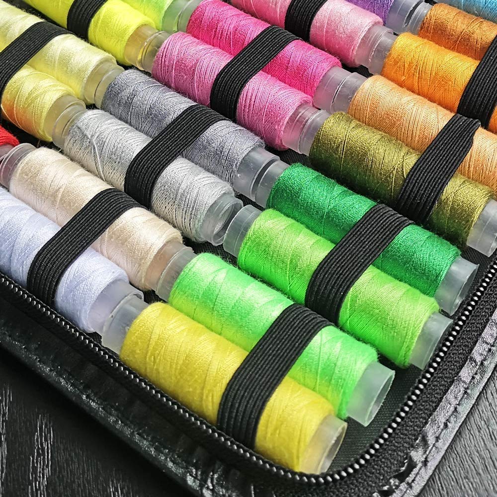 Set da Cucito,Kit da Cucitocon 206 Accessori da Cucito, Set da Cucito con Valigetta in PU,Accessori Completi per Principianti,viaggiatori,parenti e Amici