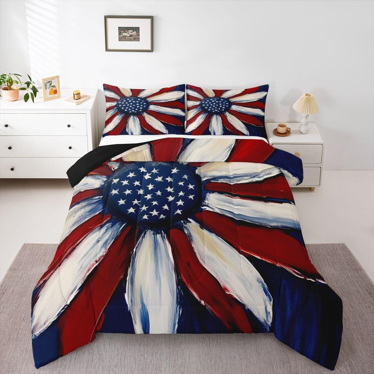 Feelyou American Flag 250th Anniversary Comforter Set King for Kids
