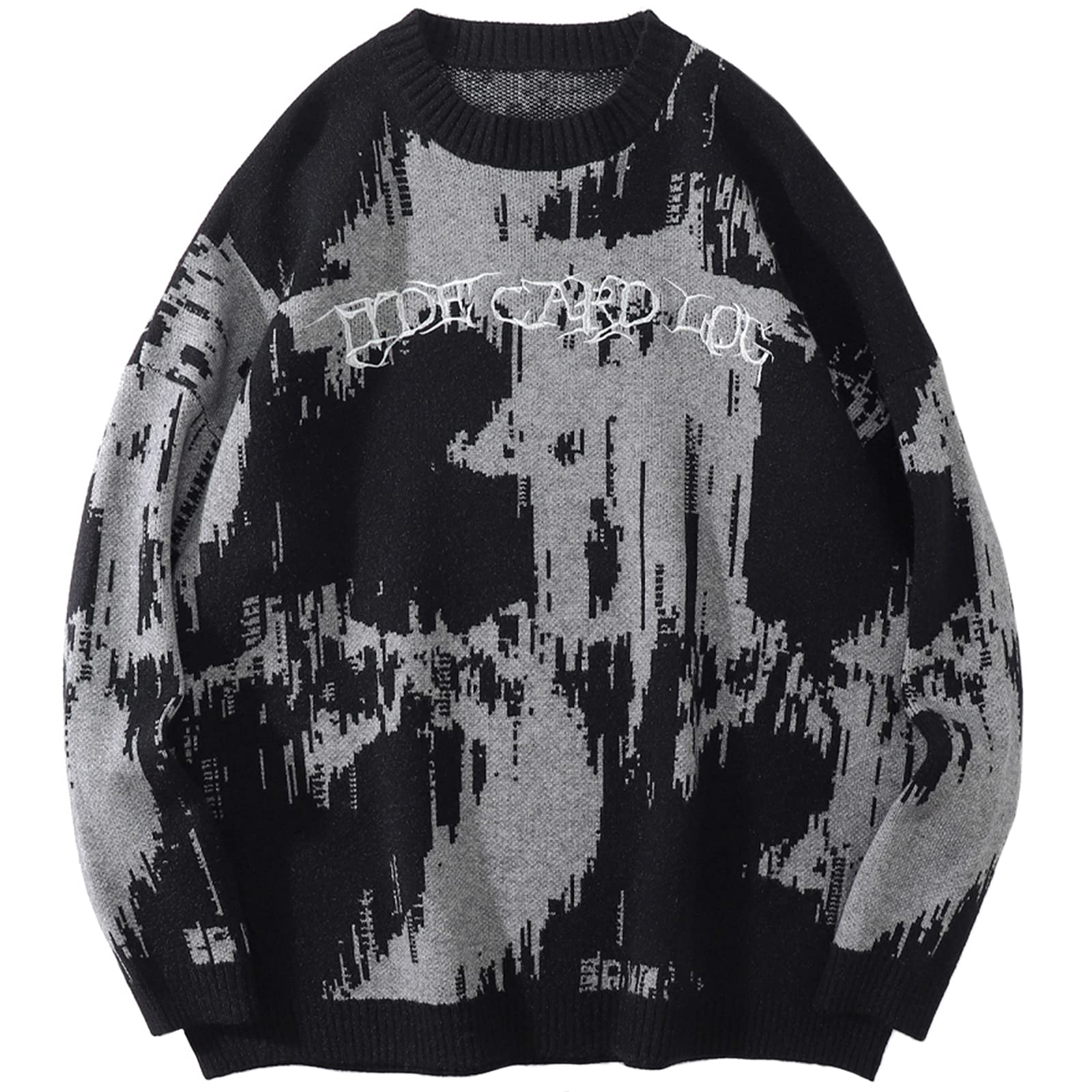 Aelfric EdenMens Color Patchwork Oversized Sweater Knit Jumper Pullover Unisex Blue Flame Long Sleeve Casual Sweaters