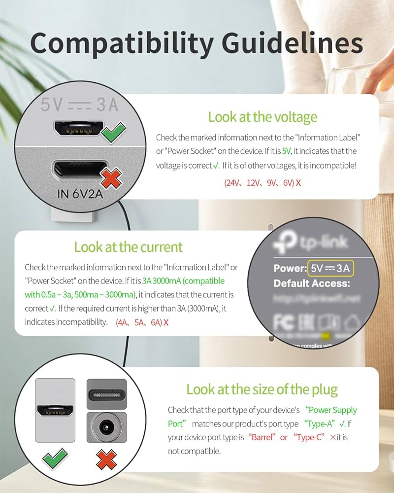USB power adapter voltage amperage label 5V 3A