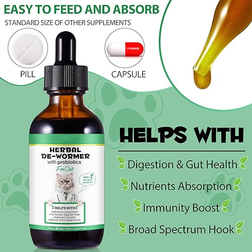 Miniatura 6 de Formulado específicamente para gatos, tratamiento natural de amplio espectro con probióticos, limpieza de hierbas, apoyo digestivo para todas las