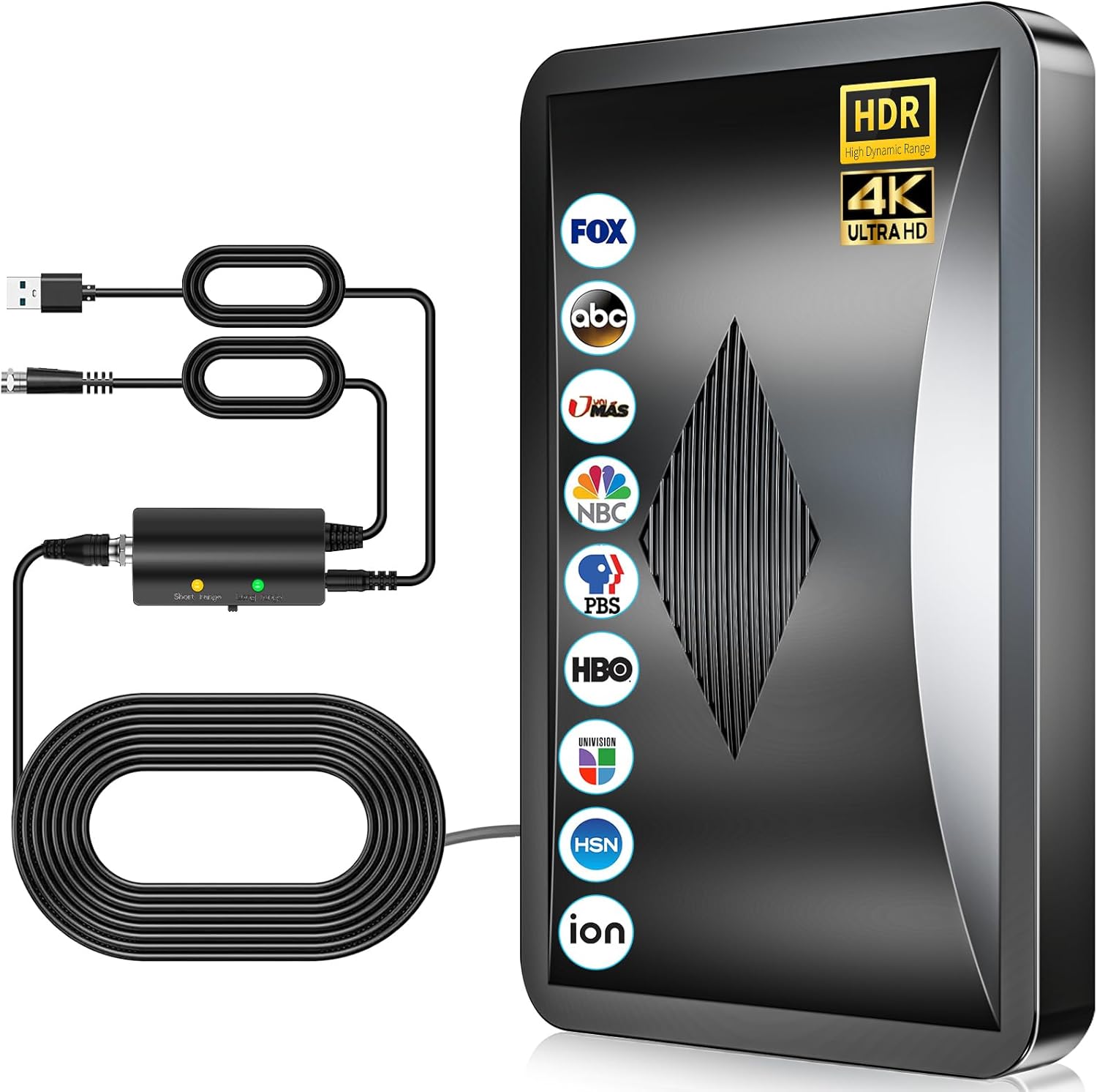 2025 Upgraded Indoor TV Antenna, 2800+ Miles Range Digital Antenna for Smart TV Indoor/Outdoor for Local Channels, HDTV Antenna with Amplifier Signal Booster 4k 8k- 38FT Thick Coaxial Cable Large