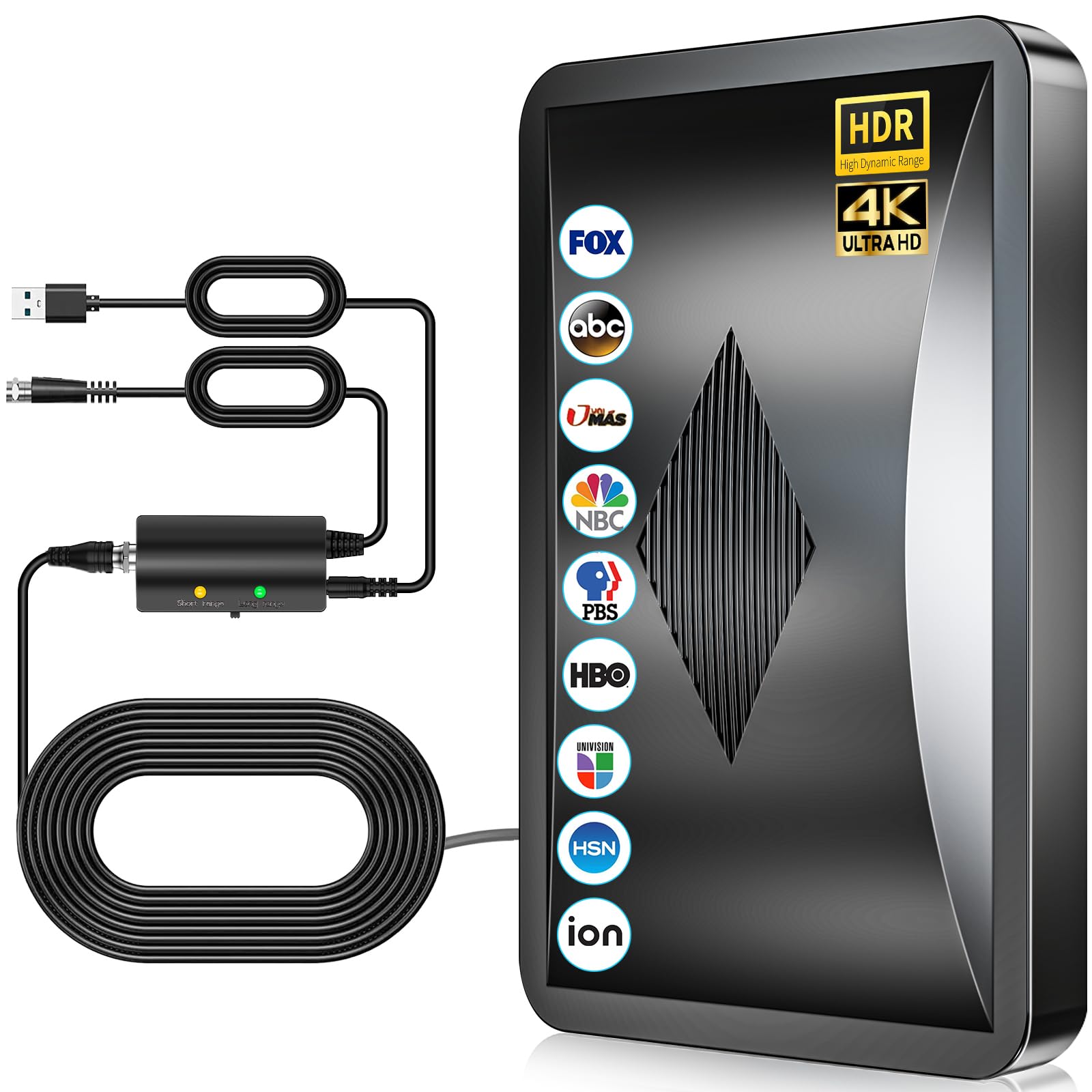 2025 Upgraded Indoor TV Antenna, 2800+ Miles Range Digital Antenna for Smart TV Indoor/Outdoor for Local Channels, HDTV Antenna with Amplifier Signal Booster 4k 8k- 38FT Coaxial Cable