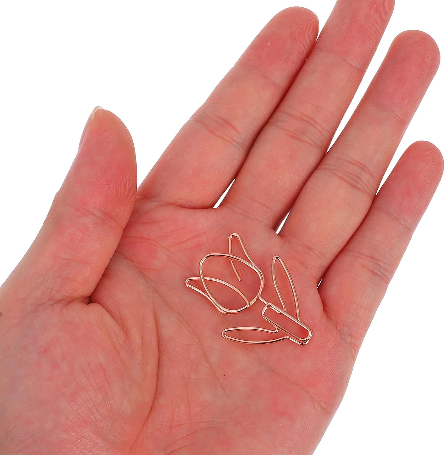 20pcs Tulip Shaped Paper Clips Rose Gold Metal Colorful Novelty Cute Flower Paperclip Set for Office School Document Organization image 3