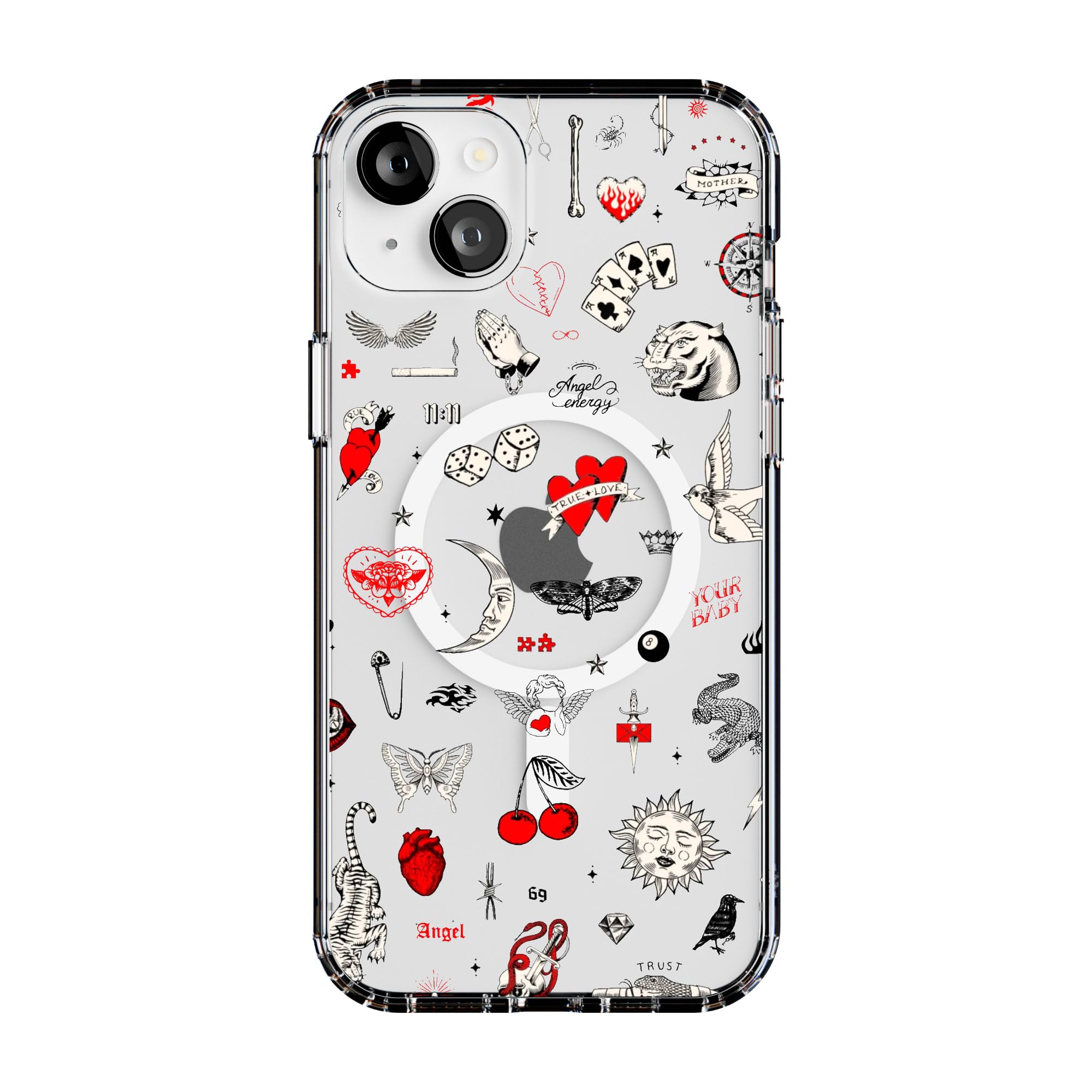 Casely iPhone 15 Plus Case | Not a Phase | Clear Flash Tattoo | Compatible with MagSafe | Classic Ultra Slim Design