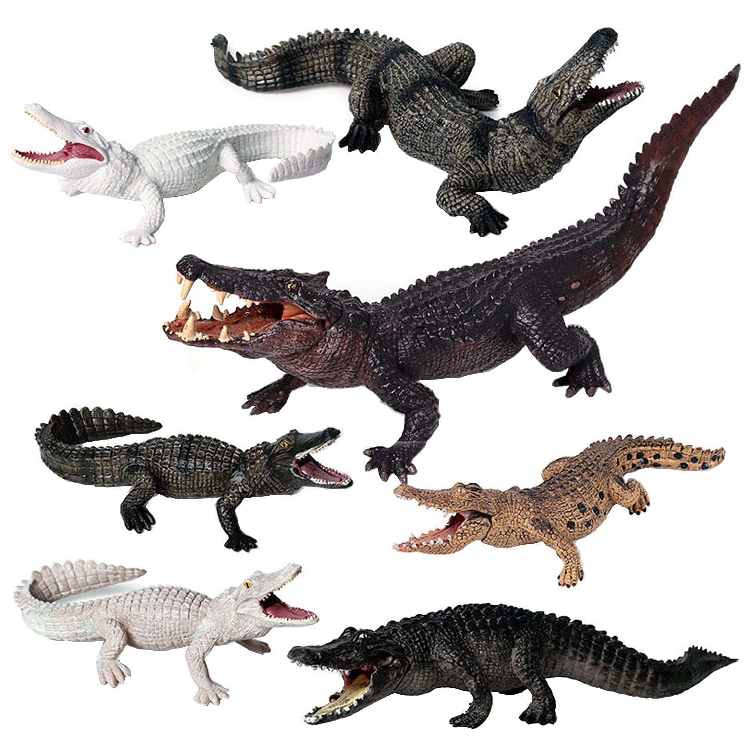 JOKFEICE Animal Figures 7pcs Realistic Crocodile Action Model Science Project, Learning Educational Toys, Birthday Gift, Cake Topper for Kids