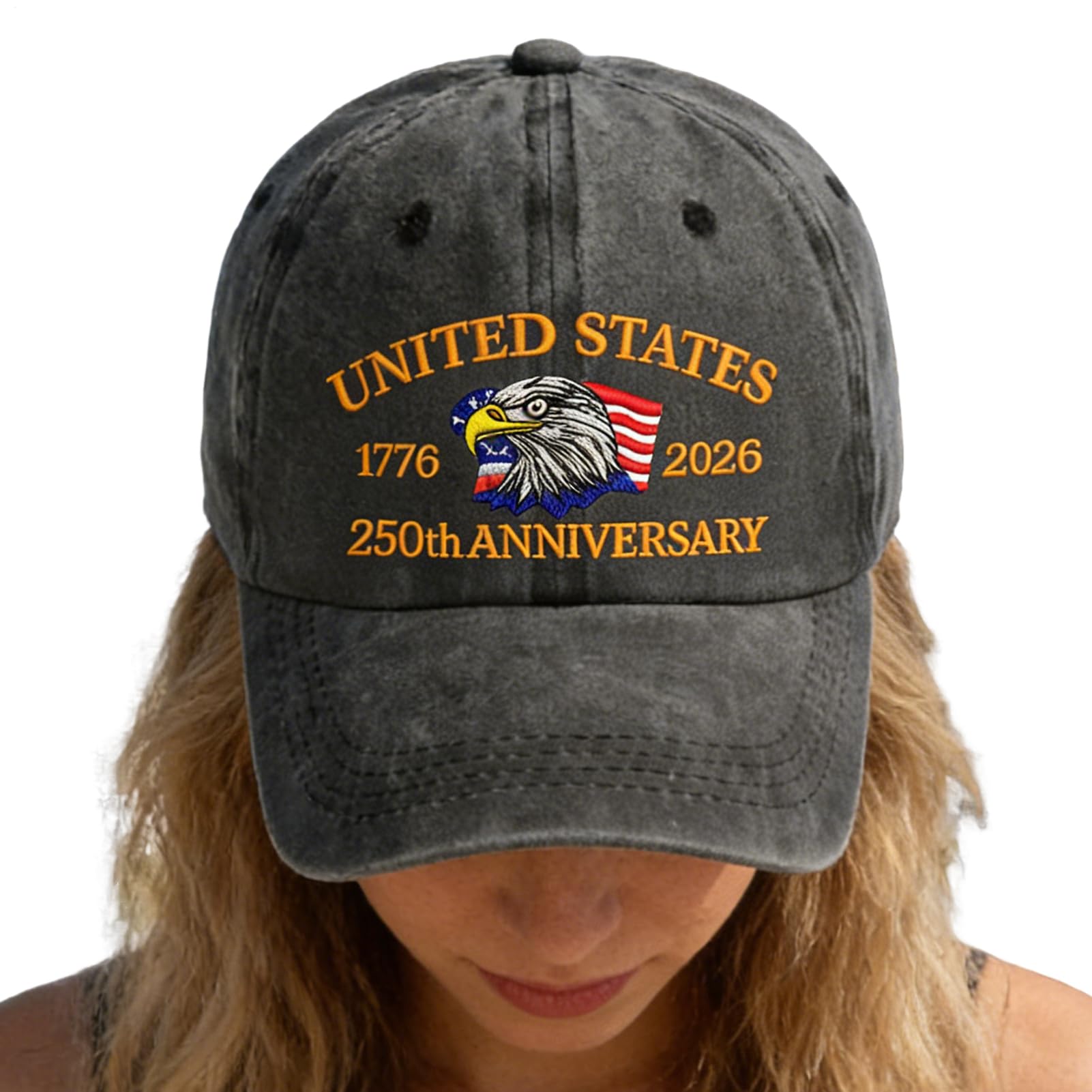 Generisch 250 Aniversario - Retro Ajustable Transpirable Gorras | 250 Años USA Gorra, Para Cumpleaños, Halloween, Pesca al Aire Libre Verano Camping Jardín Patio Senderismo Trabajo Viajes