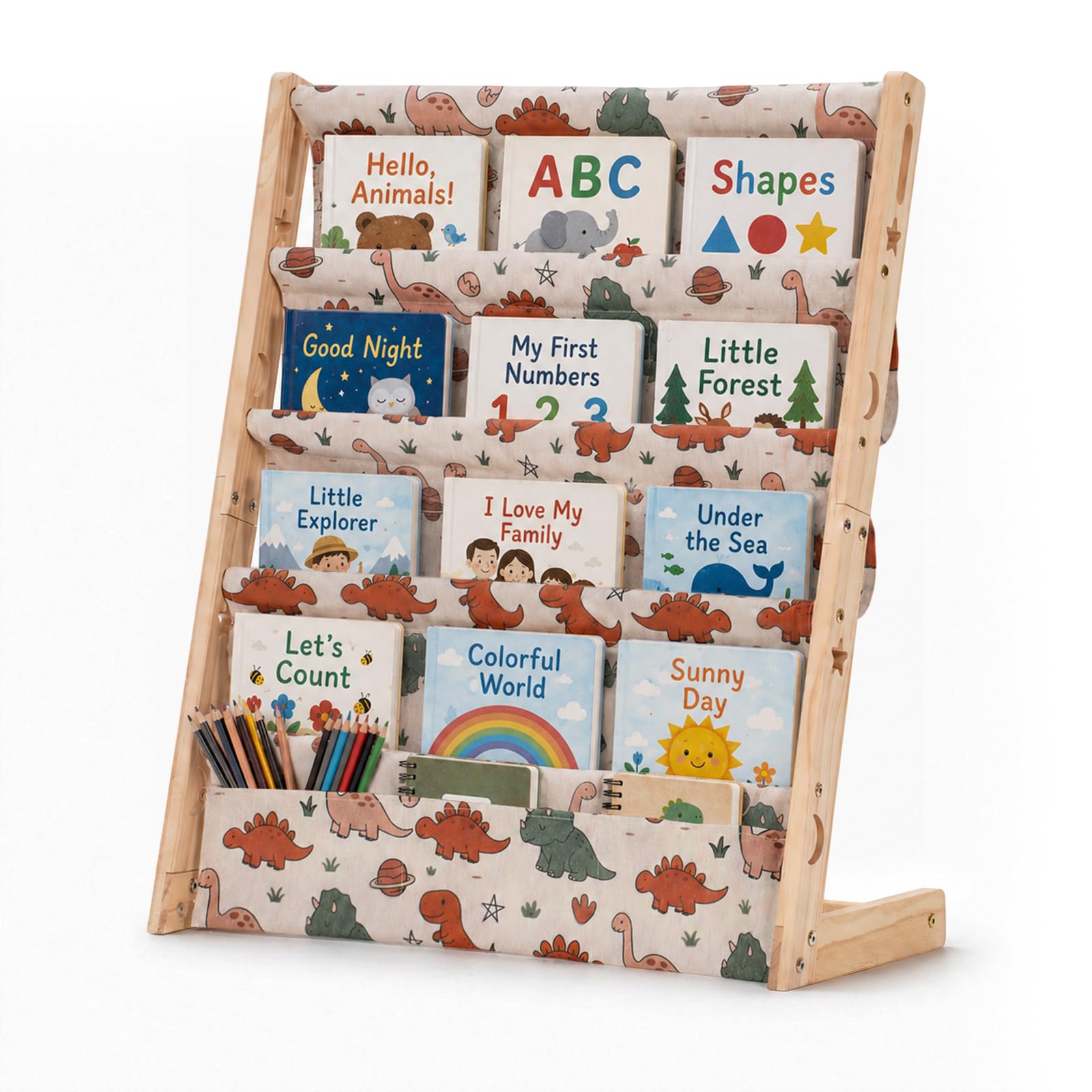 COSYLAND Bücherregal Kinder aus Kiefernholz, 4 Tiefe Fächer für Übersicht