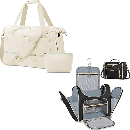 Bolsa de gimnasio  bolsa de aseo personal bolsa de gimnasio con USB bolsillo húmedo y compartimento para zapatos bolsa de aseo negra con gancho para