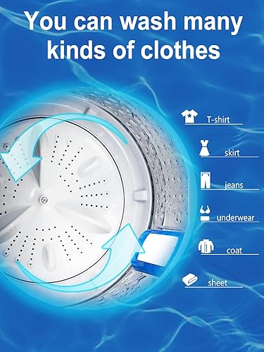 Miniatura 4 de Lavadora completamente automática con pantalla LED, lavadora portátil de 25 libras, 10 programas de lavado y bomba de drenaje de 8 niveles de agua,