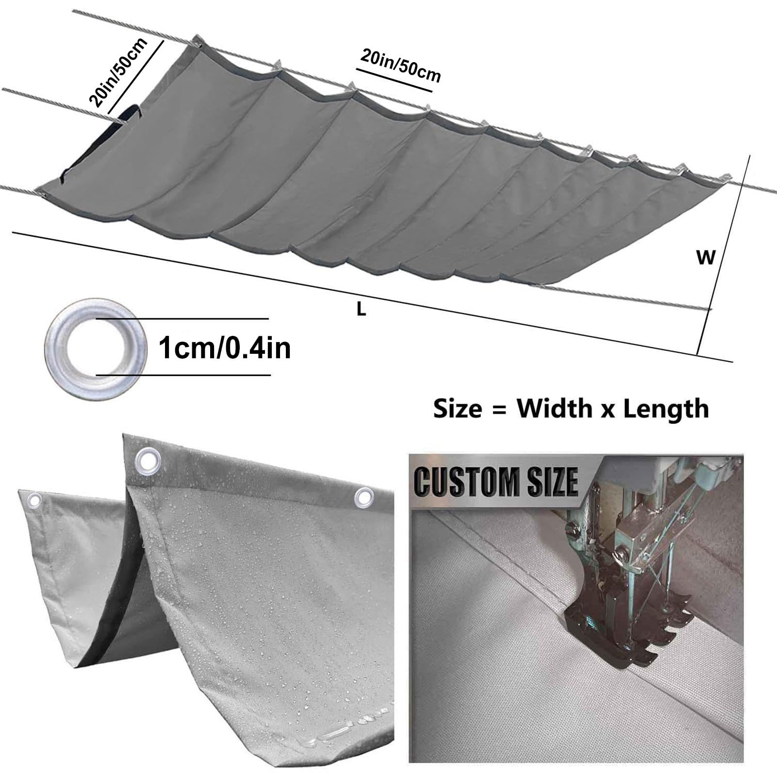 Ausziehbares Sonnensegel, UV-Schutz, wasserdicht, für Terrasse, Garten, Hinterhof, Terrasse, Pera, 1 x 2 m