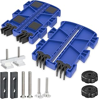 Featherboard for Table Saws, Router Tables & Band Saws – Kickback Prevention & Precision Feed Control Accessory for Safer Cutting Woodworking Tools – Dual-Leg Base with Flexible Arms, Blue & 2Packs