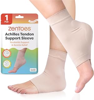 ZenToes Achilles Tendon Support Sleeve - Padded Gel Compression for Tendonitis, Haglund's Heel Pain & Bursitis Relief, 1 Pair