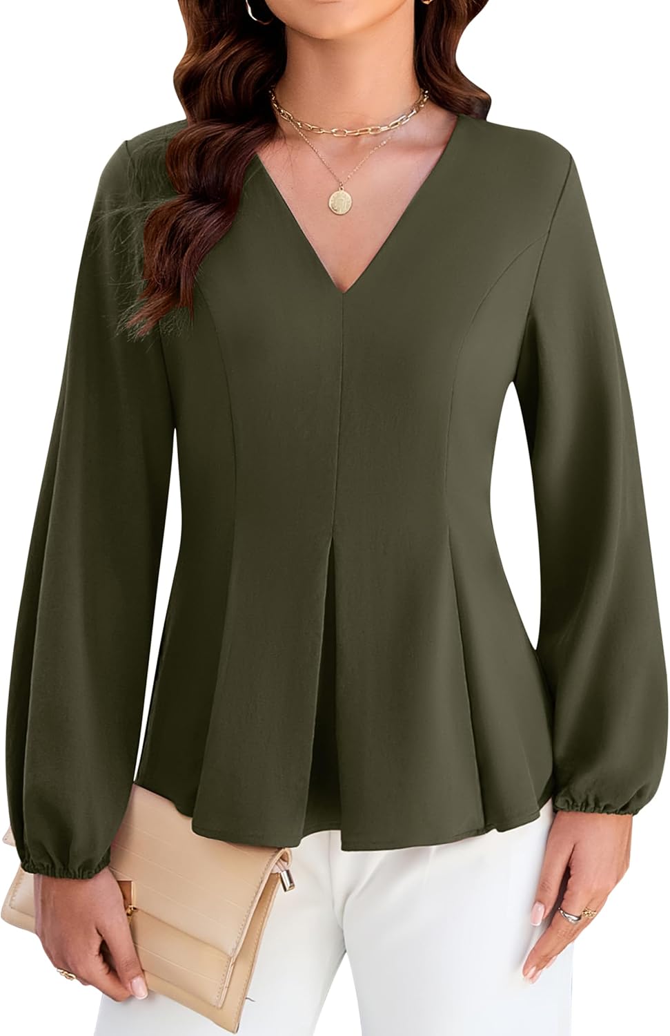 Blooming Jelly Womens Dressy Casual Peplum Tops Long Sleeve Work Blouses Trendy Dress Shirts Business Outfits 2025