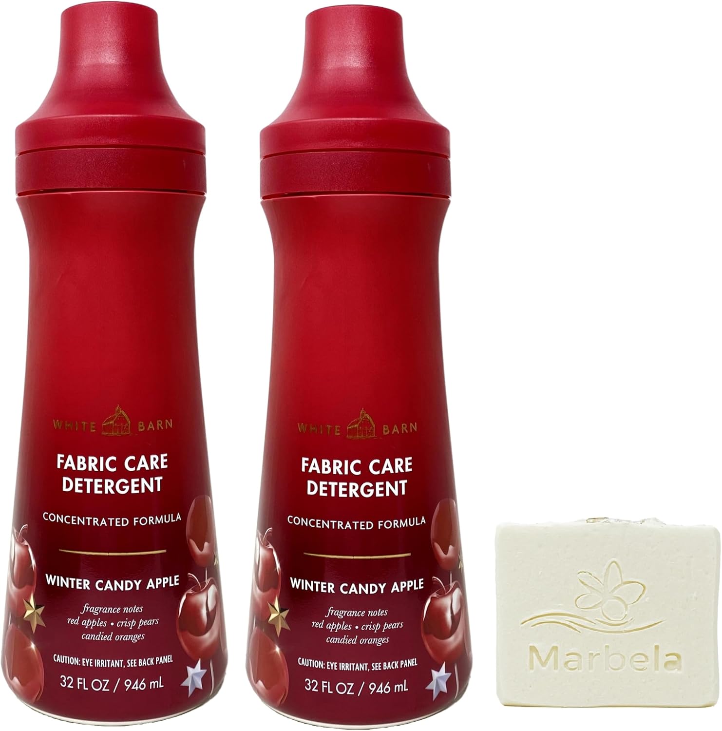Bath & Body Works Winter Candy Apple 2 Pack Fabric Care Detergent Gift Set with a Natural Oats Bar Soap