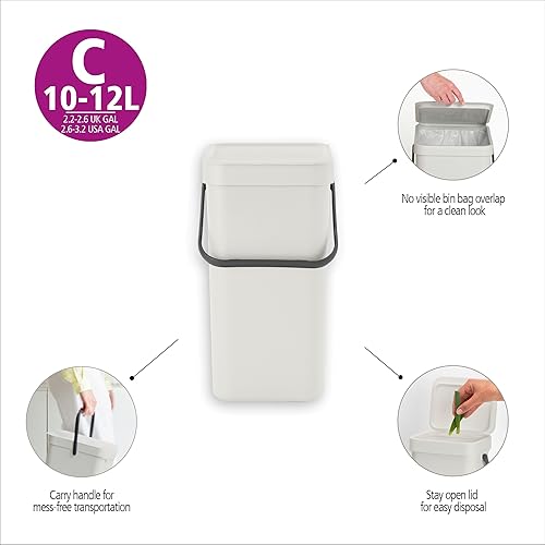 Miniatura 88 de Brabantia Sort & Go - Bote de basura para alimentos (1.6 galones/verde abeto) Pequeño organizador de abono de cocina con asa y tapa extraíble, fácil