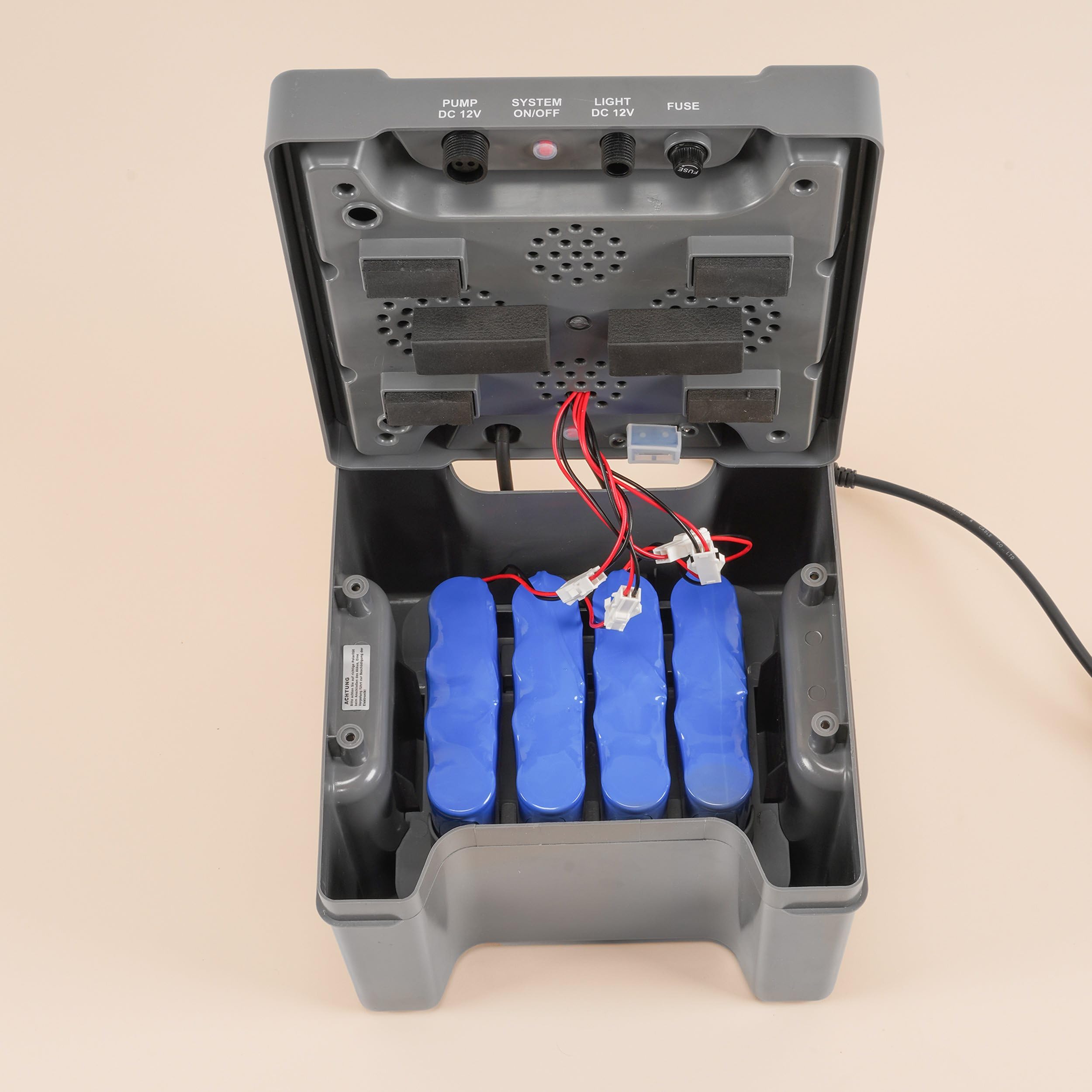 Esotec Solar Bachlaufpumpenset 100/1900 mit Filterpumpe, Akkubox 24Ah LiFePo4, 2X Solarmodul 50Wp, 1900l/h