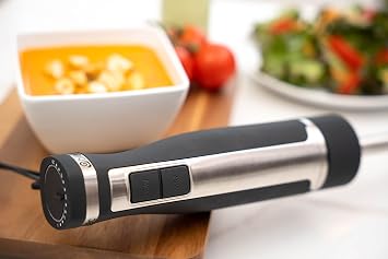 Blendtec Immersion Blender - Handheld Stick Blender, Hand Blender, Whisk, and Food Processor - Includes 3 Attachments, 20 oz BPA-Free Jar, and Storage Tray - Stainless Steel