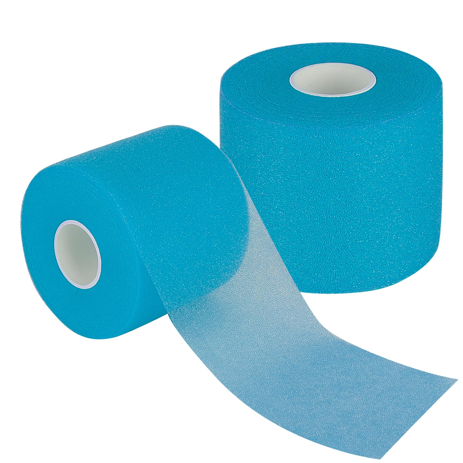 2 Rolls Athletic Tape 65.6 ft Per Roll Athletic Sports Foam Tape Blue Pre Wrap Tape for Strains and Sprains No Sticky Residue for Tennis, Boxing, Bats Athlete Trainers