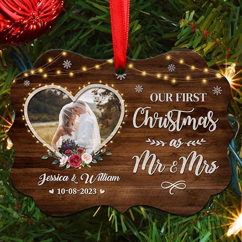 Miniatura 4 de Adorno personalizado para la primera Navidad como el señor y la señora, adornos de aluminio para boda, matrimonio, regalos de recuerdo, decoraciones