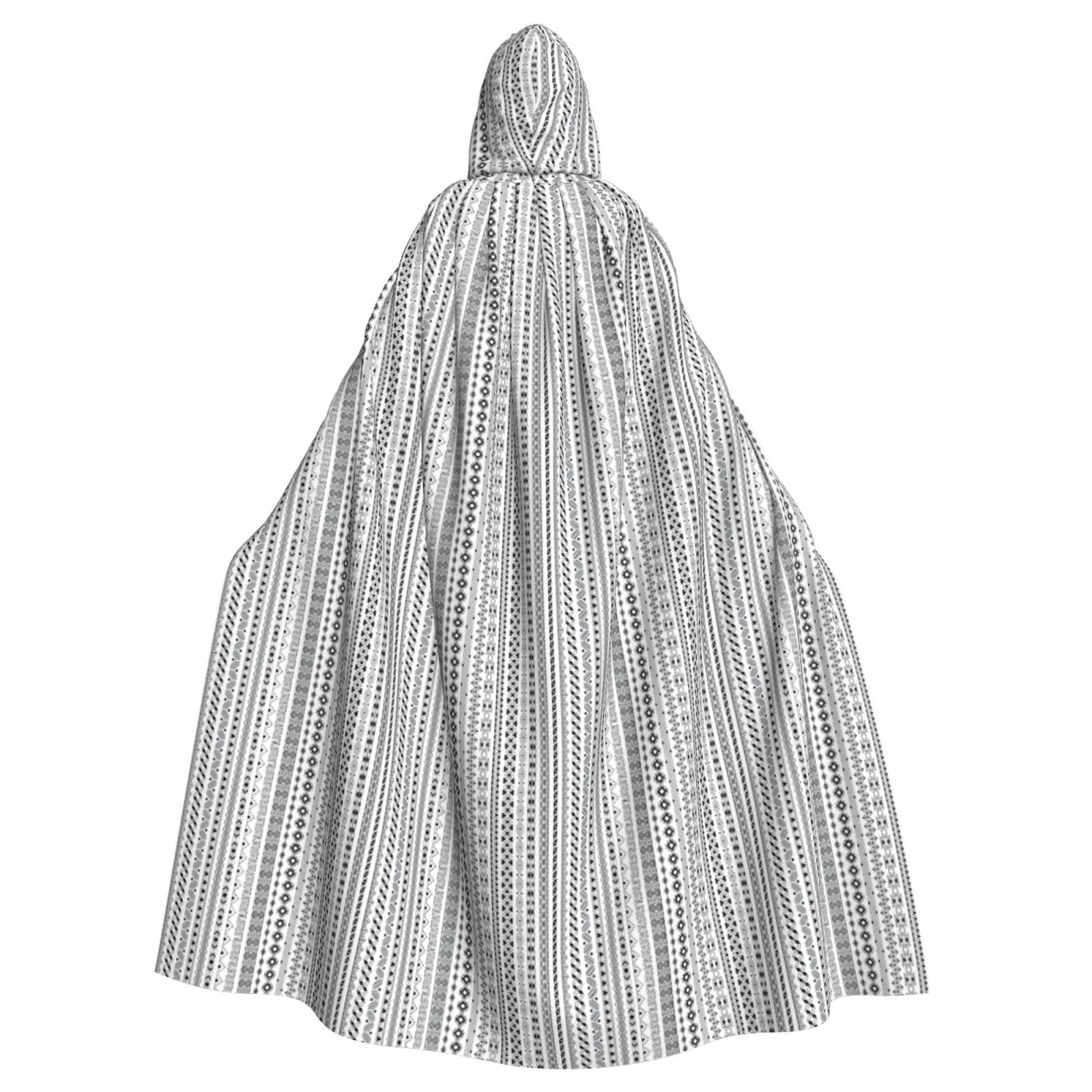 LIXLZH Boho Triangle Stripes Print Hooded Cloak Universal Adult Cape Witch Costume Halloween Costumes Carnival Cloak