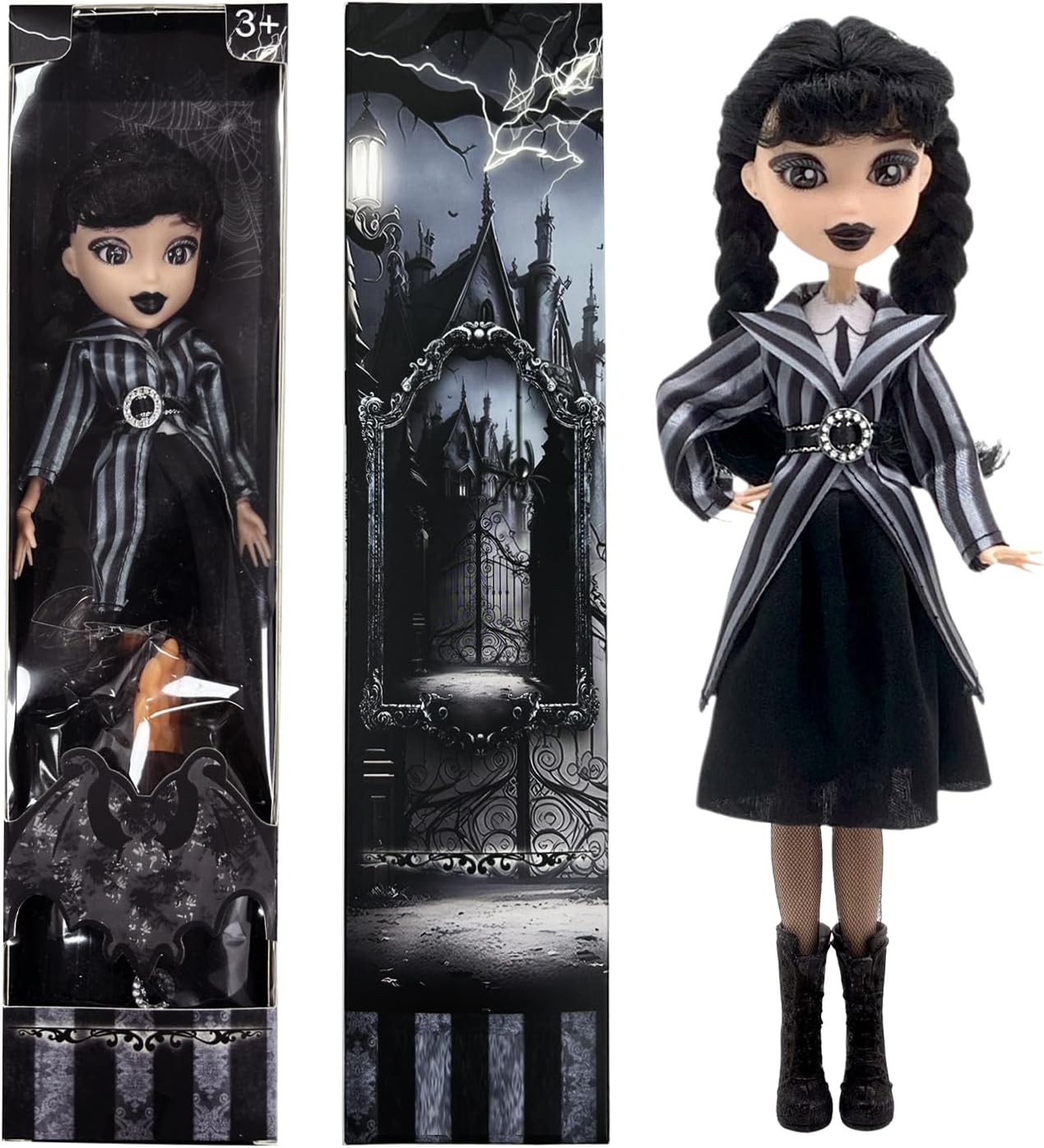 Dumwick 9' Adams Doll with Gift Box, High Heels, Black Dress, and Hair, Perfect Christmas and Birthdays Toy Gift for Girls & Fans(NEW B)