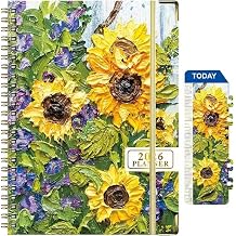 2026 Planner - Jan. 2026 - Dec. 2026, 2026 Planner Weekly and Monthly with Tabs, Planner/Calendar 2026, 6.3" x 8.4", Hardcover with Back Pocket + Thick Paper + Twin-Wire Binding - Sunflower