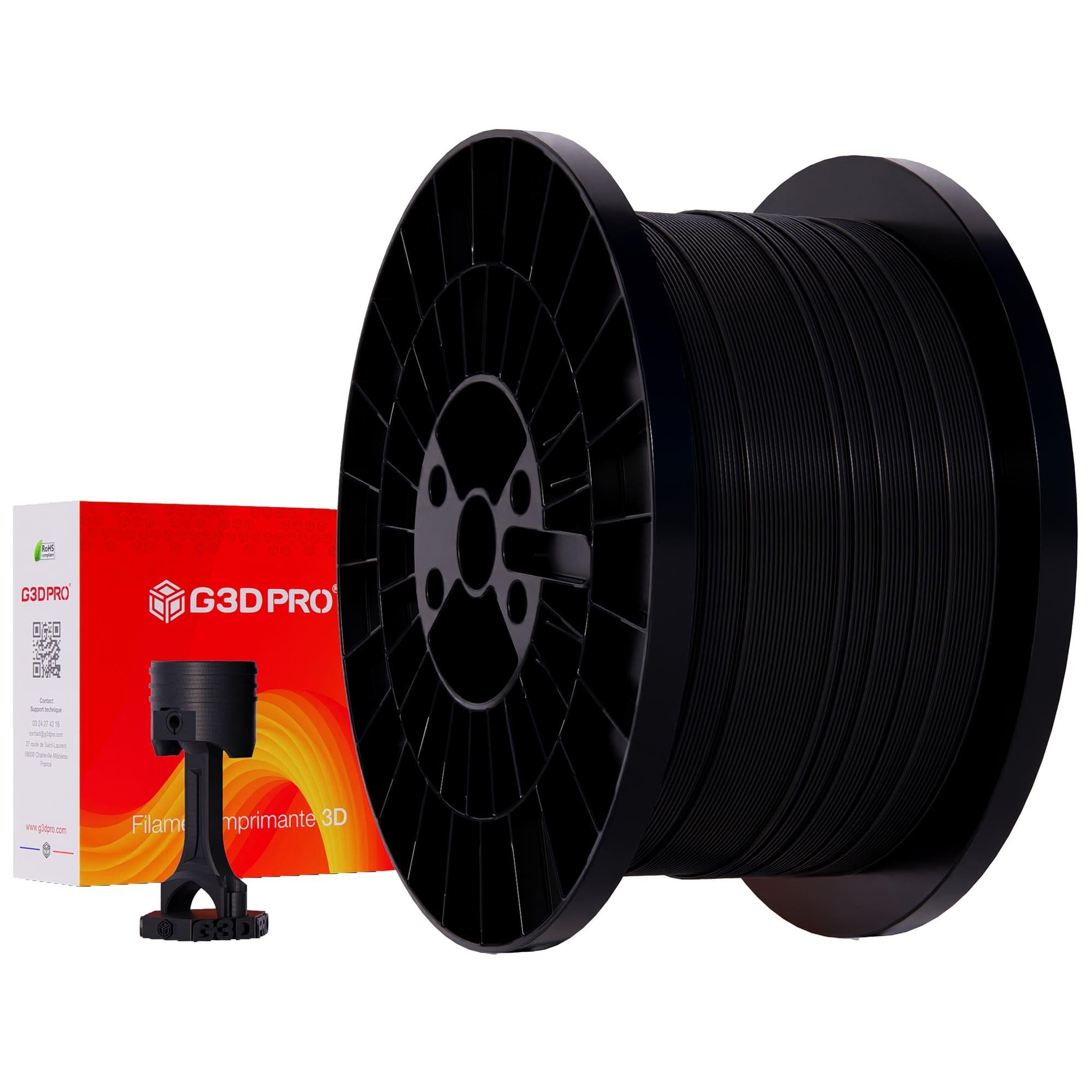 Czarny filament PETG do drukarki 3D, 1,75 mm, szpula 5 kg, dokładność wymiarowa ± 0,03 mm