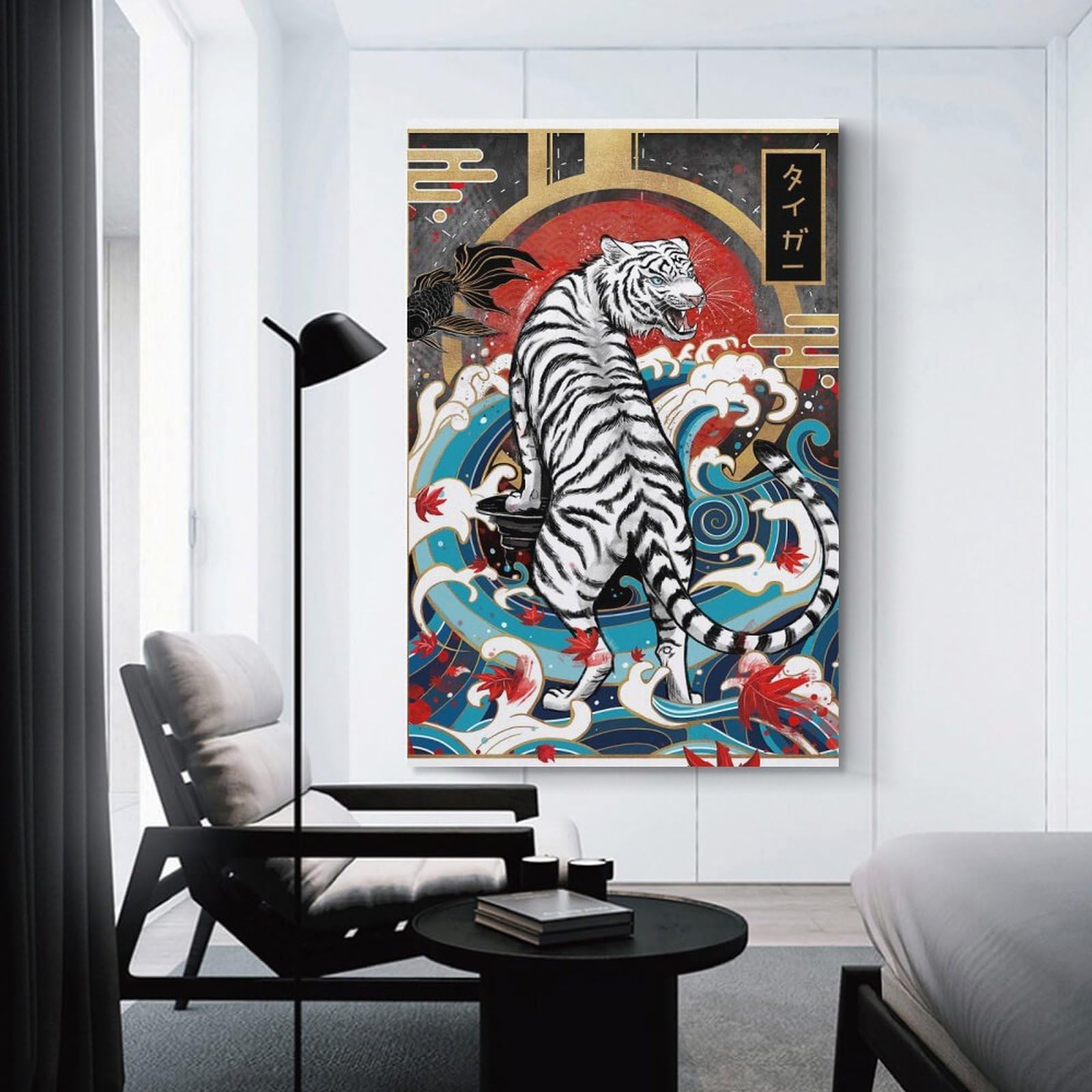 Junmoney Tiger Rising Canvas Wall Decor 20x30inch(50x75cm), for Corridors, Hallways Or Apartment Entries, A Stylish Accent for Home Entrances