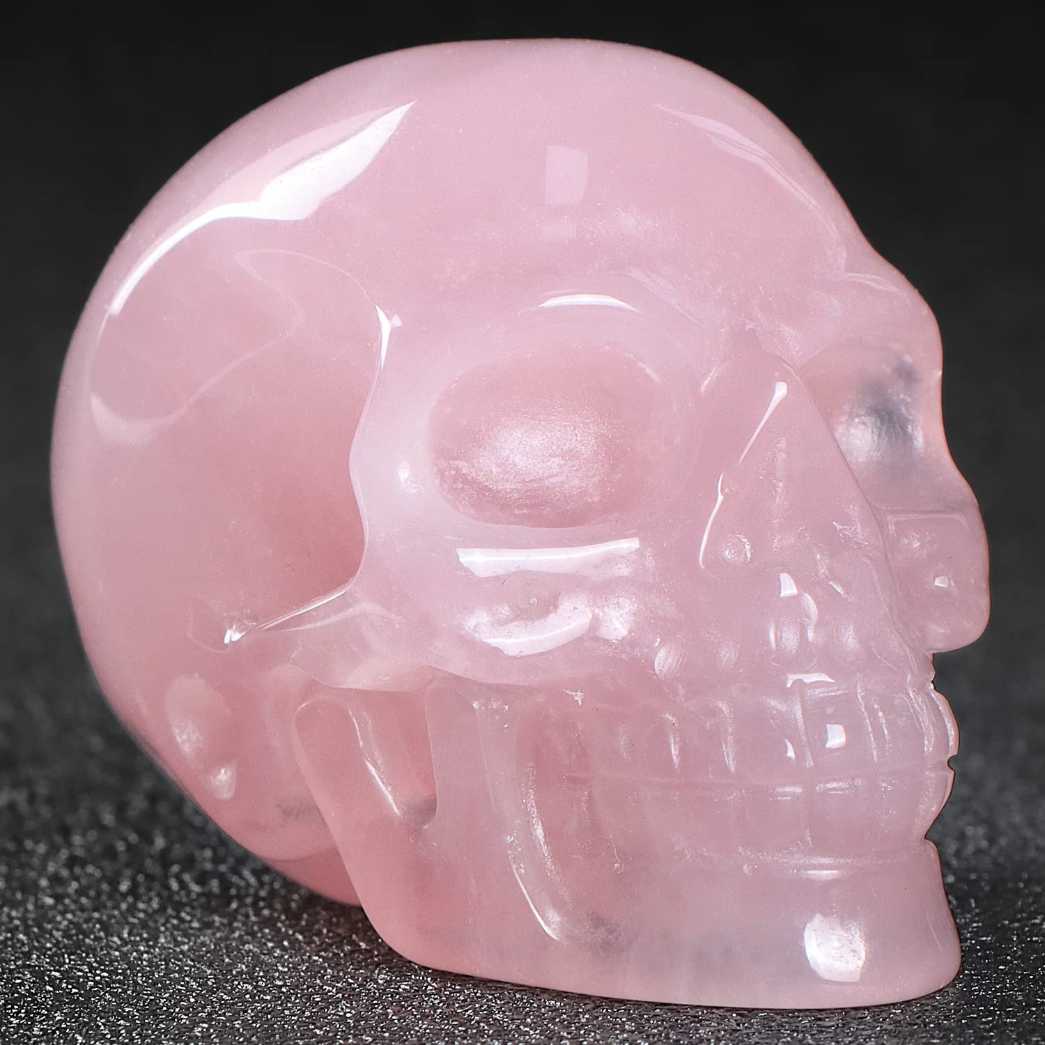 Artistone 2.0 inch Crystal Skull Hand-Carved Human Bone Crystal Statue Skull Head Art Sculpture Reiki Healing Stone Halloween, Personalized bar, Home, Office, Art Room Decoration (Rose Quartz )