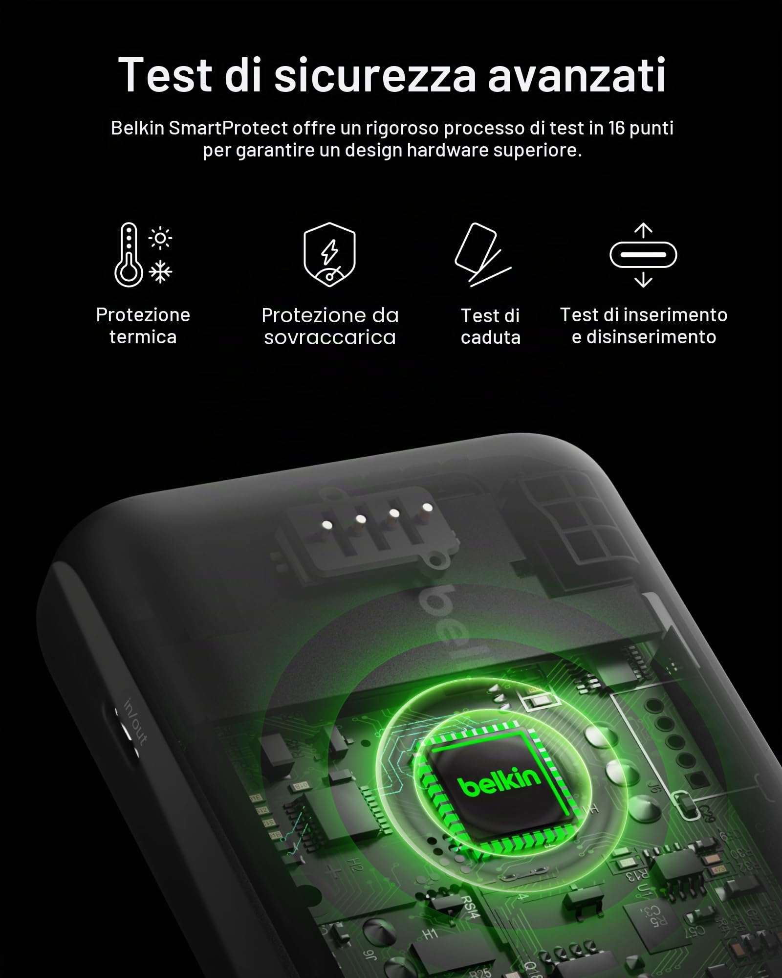 Belkin BoostCharge Plus Batteria esterna portatile 10K (power bank 10.000 mAh con cavi Lightning (MFI) e USB-C integrati e porta di ricarica USB-C aggiuntiva) - Nero