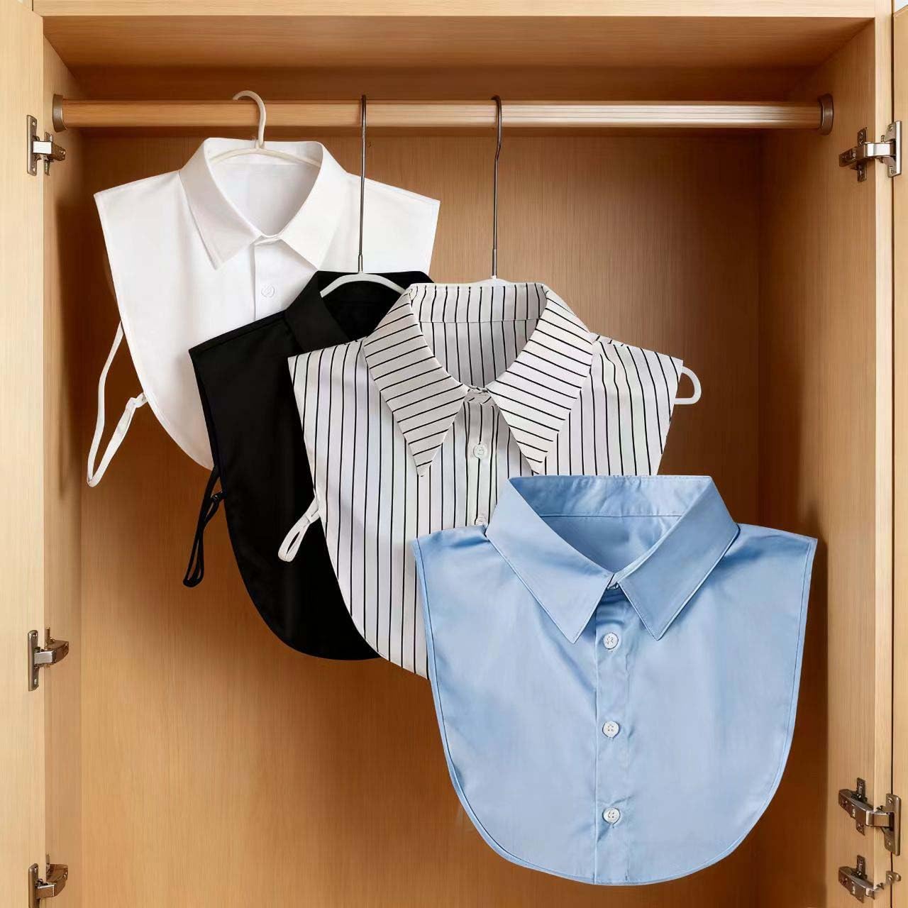 Women's Detachable Collar Shirt Button Down Blouse with Half Lining Convertible Neckline for Office & Casual Wear - Image 3