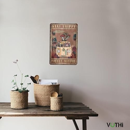 Miniatura 6 de Divertido letrero de decoración retro con texto en inglés Stay Trippy Little Hippie para dormitorio, decoración estética hippy regalos hippie para