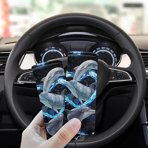 Miniatura 4 de Belidome Dolphin Love Heart - Paquete de 2 envolturas para manija de equipaje para identificador de maleta, fundas para fabricantes de equipajes,