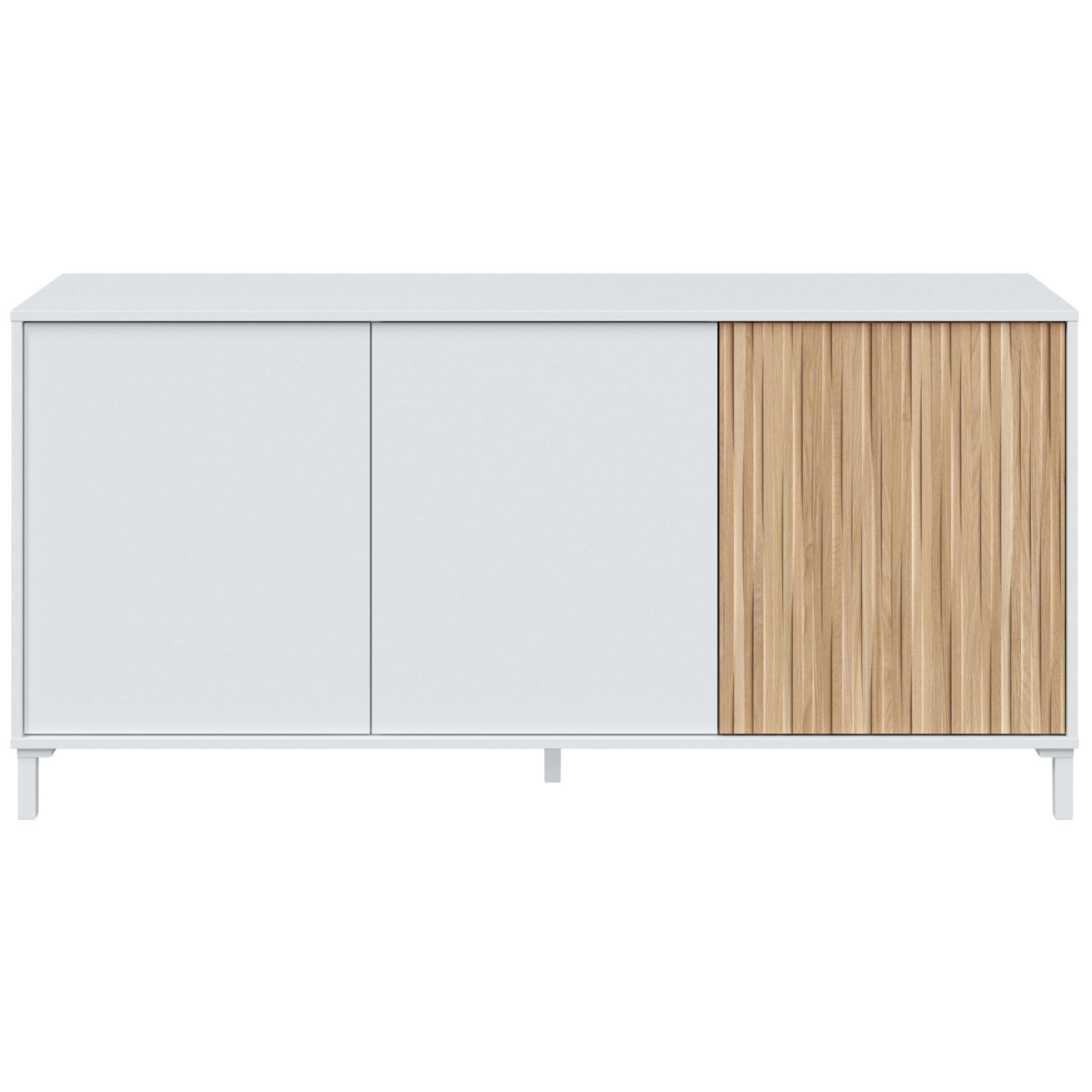 Habitdesign Aparador para Salón Ethna Blanco Artik Y Natur Estilo Moderno 154x74x40 Cm