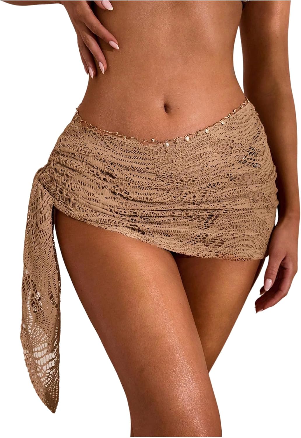 SHENHE Women's Crochet Sarong Cover Up for Swimwear Hollow Out Bathing Suit Wrap Skirt Coverups