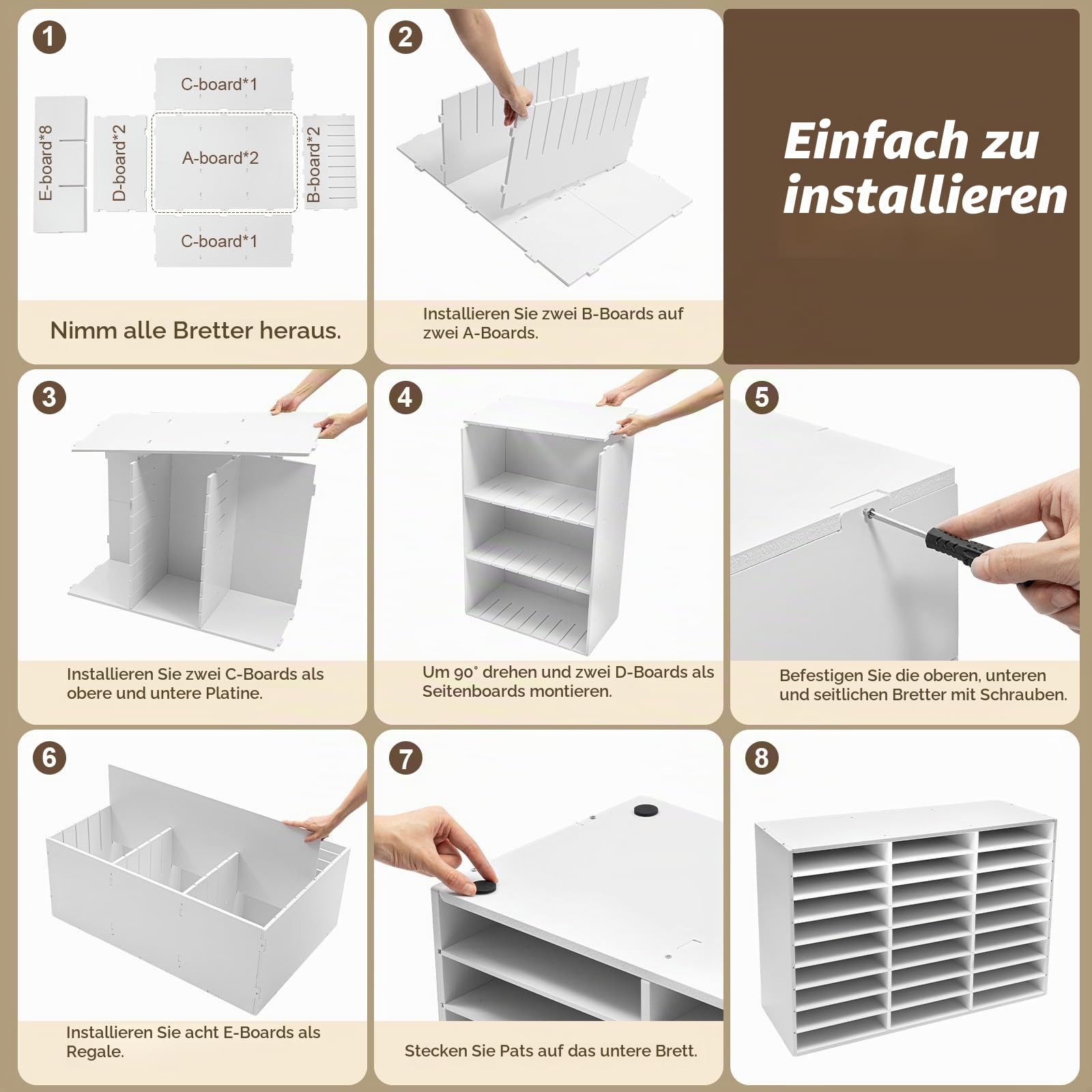 27 Fächer Dokumentenablage Schreibtisch Organizer Aktenablage PVC Aktensortierer A4 Ablagefächer Büro Organizer für Zuhause, Schule, Papier Aufbewahrung (Weiß)