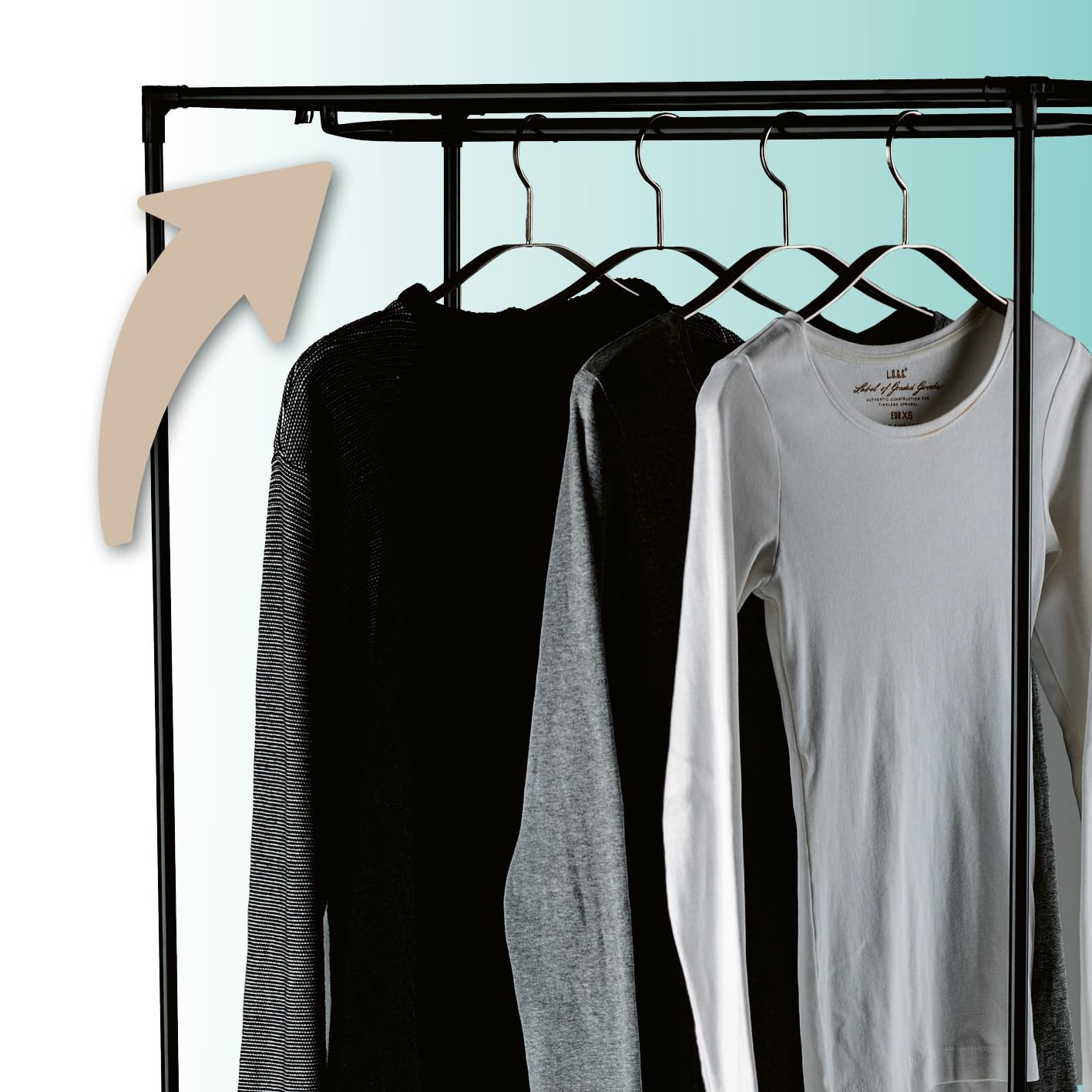 EASYmaxx Armario de tela plegable con cremallera y barra para ropa, ideal como armario de camping o armario móvil en casa, perchero modular