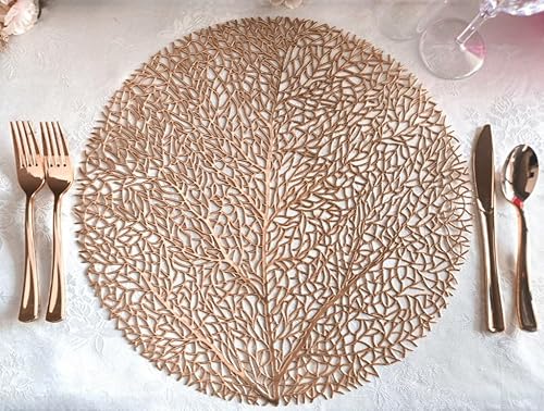 Miniatura 4 de Occasions Paquete de 10 manteles individuales metálicos de vinilo prensadodecoración de boda (Eden-Matt Rose Gold)