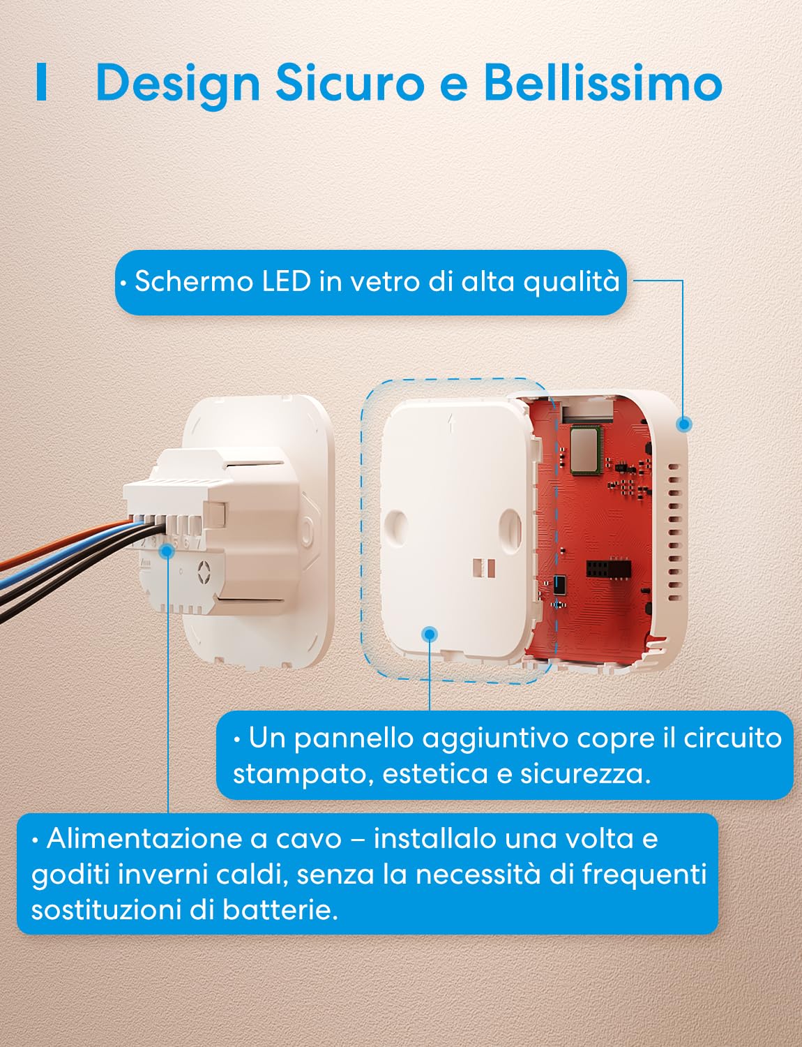 Meross Termostato WiFi, Termostato Caldaia Smart Cronotermostato da Parete Intelligente, Matter Termostato Ambiente Riscaldamento e Raffreddamento per Siri, Alexa e Google, Home Assistant