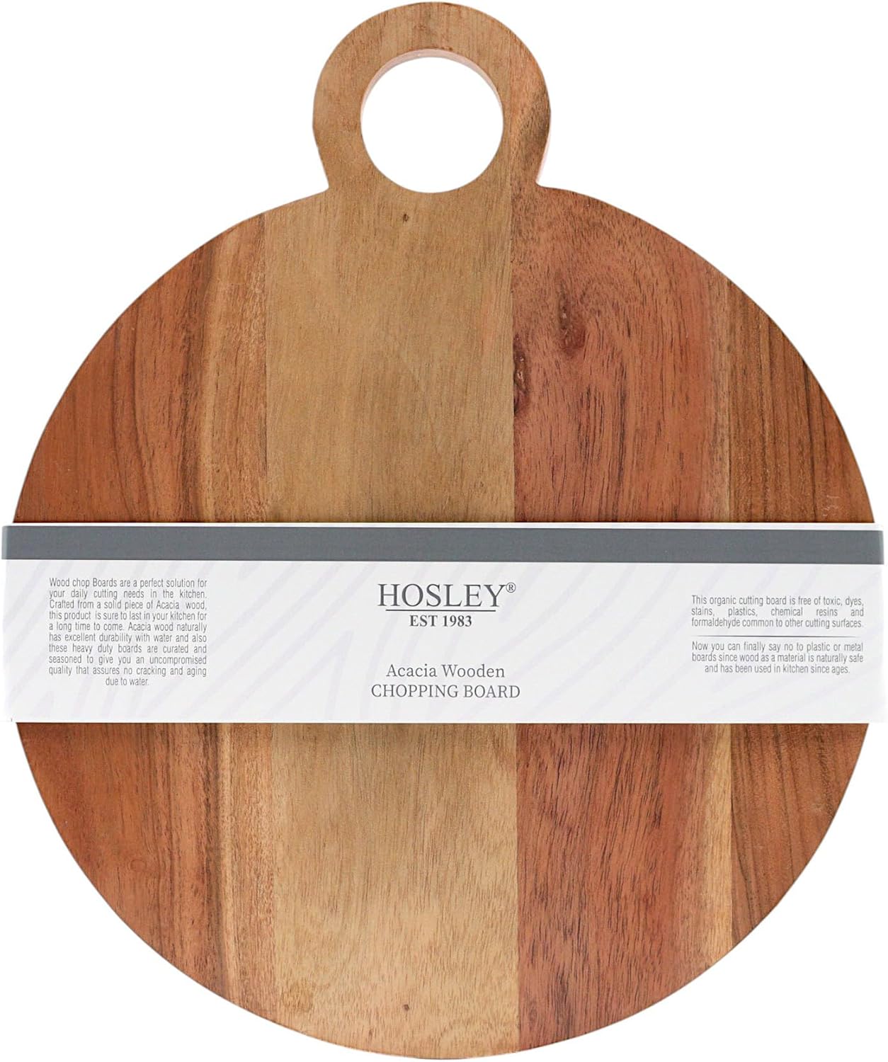 Hosley 13.5 Inch Acacia Wood Cutting Board - Medium Size Kitchen Chopping Block, Perfect for Meat, Vegetables & Charcuterie