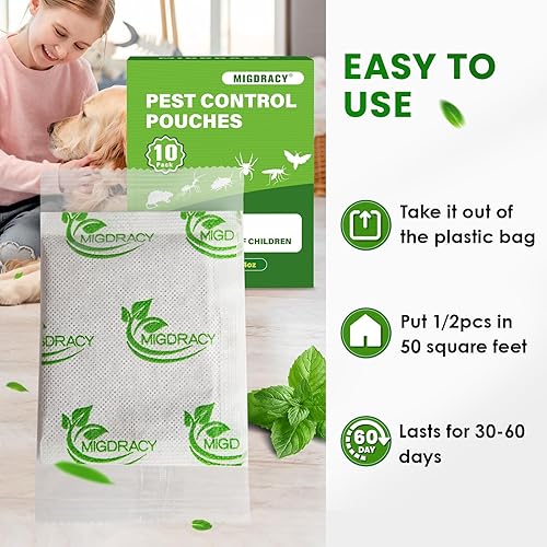 Miniatura 7 de Bolsas de control de plagas, bolsas repelentes de insectos y ratones, 10 unidades de aceite de menta para ratas, hormigas, cucarachas, arañas,